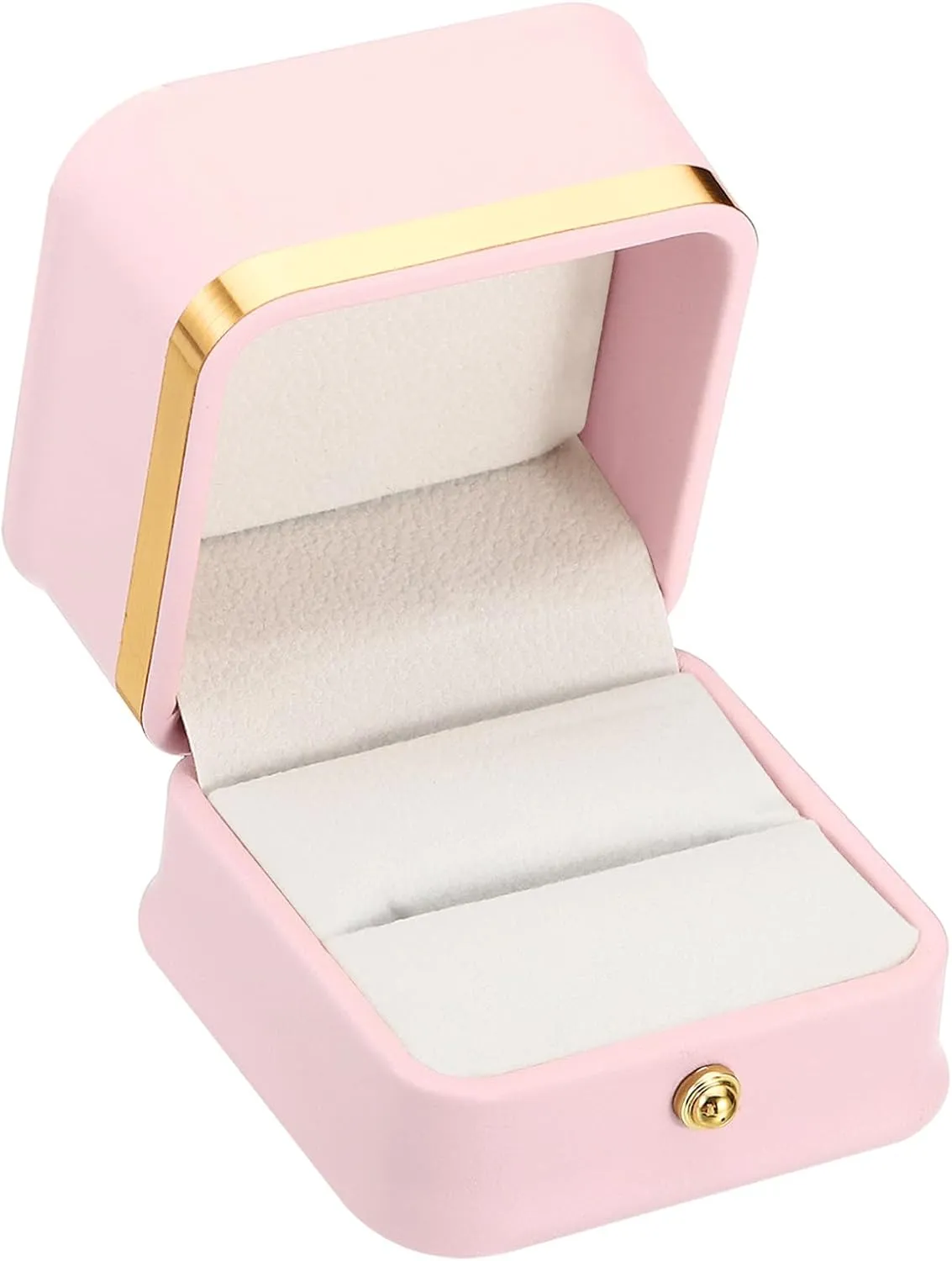PATIKIL Velvet Ring Box, Single Slot Wedding Ring Box Vintage Jewelry Holder for Engagement Proposal Ceremony Anniversary Style 2, Pink