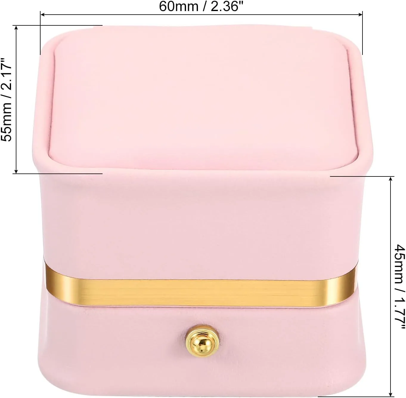 PATIKIL Velvet Ring Box, Single Slot Wedding Ring Box Vintage Jewelry Holder for Engagement Proposal Ceremony Anniversary Style 2, Pink