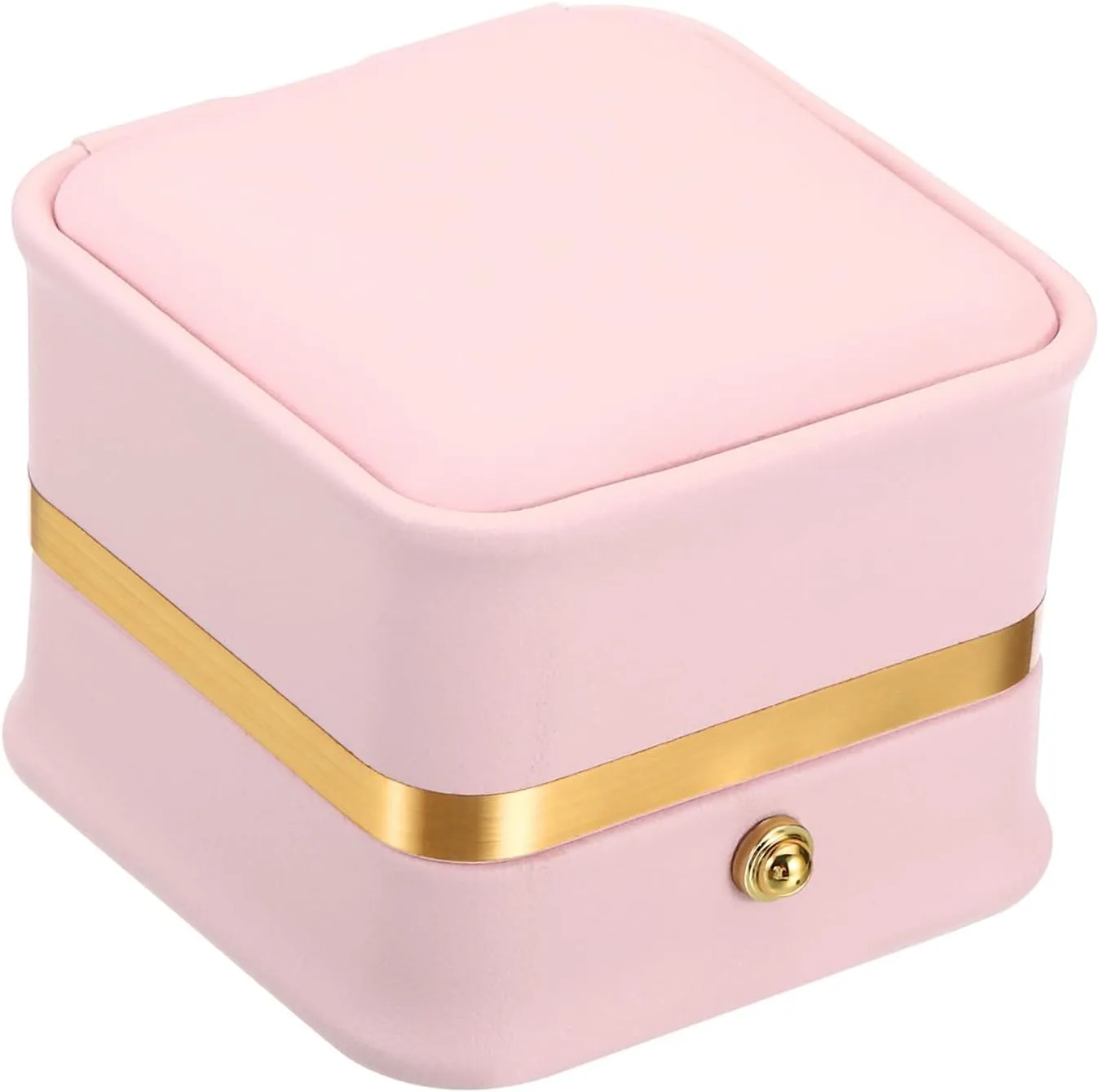 PATIKIL Velvet Ring Box, Single Slot Wedding Ring Box Vintage Jewelry Holder for Engagement Proposal Ceremony Anniversary Style 2, Pink
