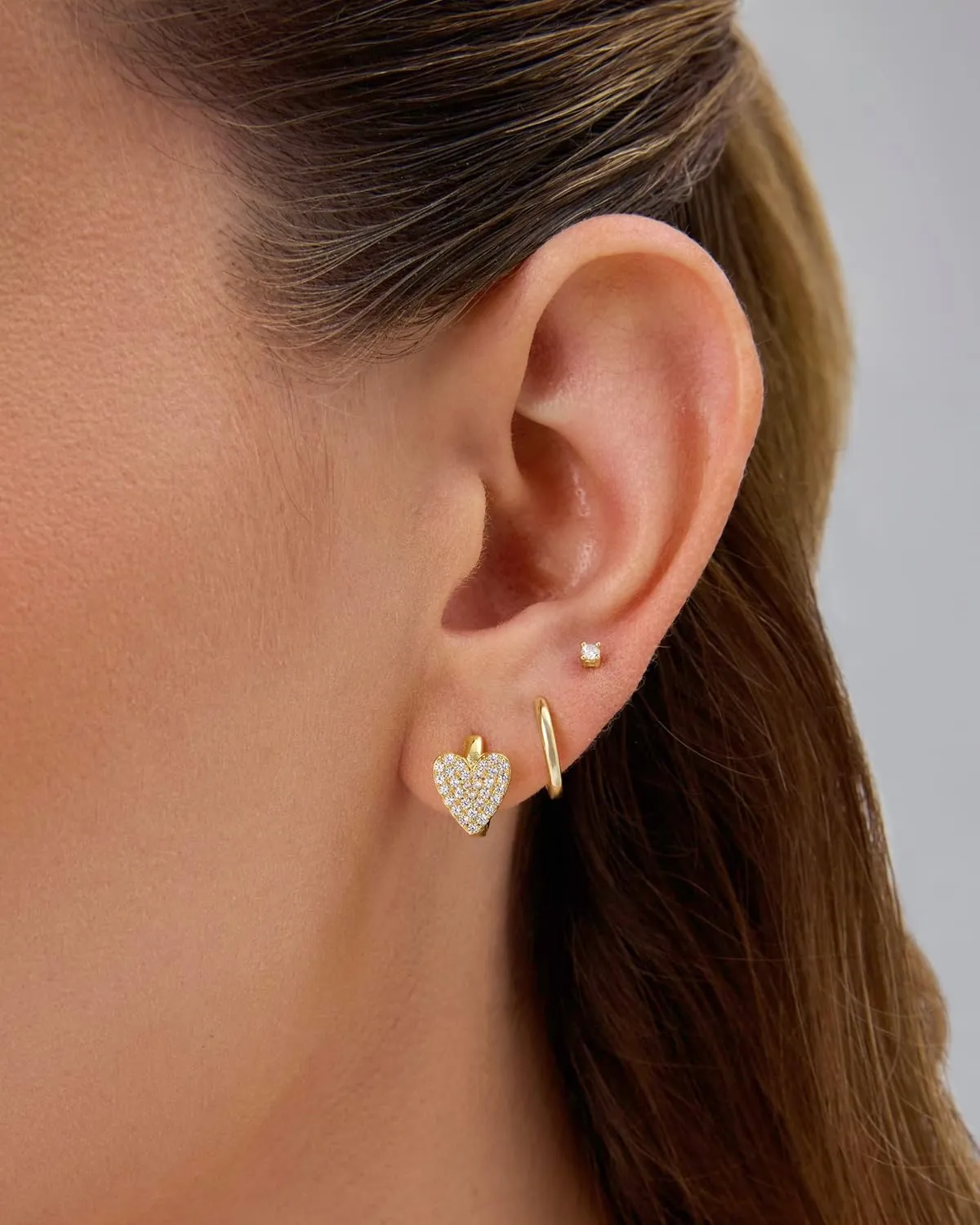 PAVOI 14K Gold Plated Sterling Silver Posts Small Huggie Hoop Earrings for Women - Trendy Celestial North Star, Butterfly, Heart Hoop Earrings - Cubic Zirconia Cute Gold Motif Jewelry
