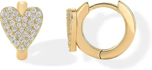 PAVOI 14K Gold Plated Sterling Silver Posts Small Huggie Hoop Earrings for Women - Trendy Celestial North Star, Butterfly, Heart Hoop Earrings - Cubic Zirconia Cute Gold Motif Jewelry