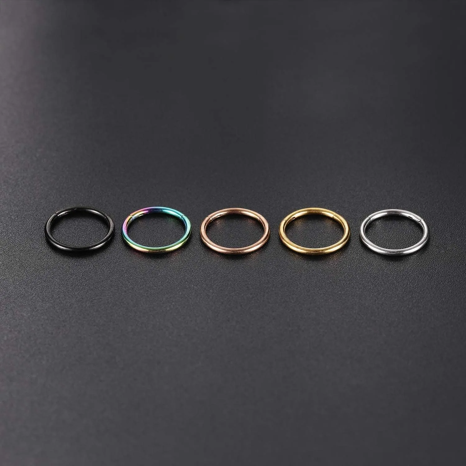 PEAKLINK 18G 16G 316L Surgical Steel Hinged Nose Rings Hoop Seamless Piercing Rings for Nose Conch Septum Cartilage Helix Tragus Rook Daith Lobe Piercing Jewelry