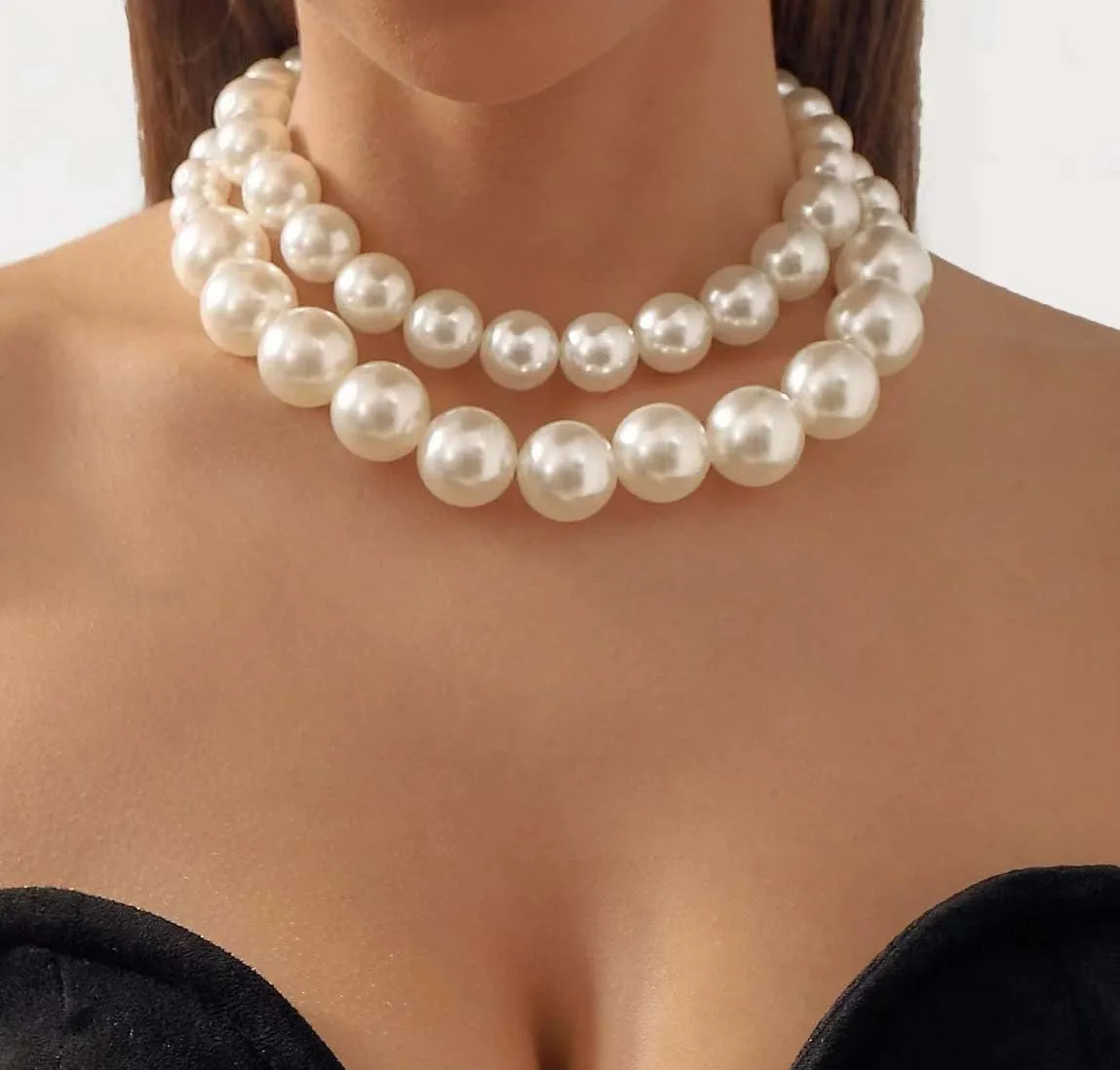Pearl Necklace for Women Big Chunky Pearl Choker Necklace Exaggerated Large Pearl Necklace Dainty Statement Bride Wedding Jewelry