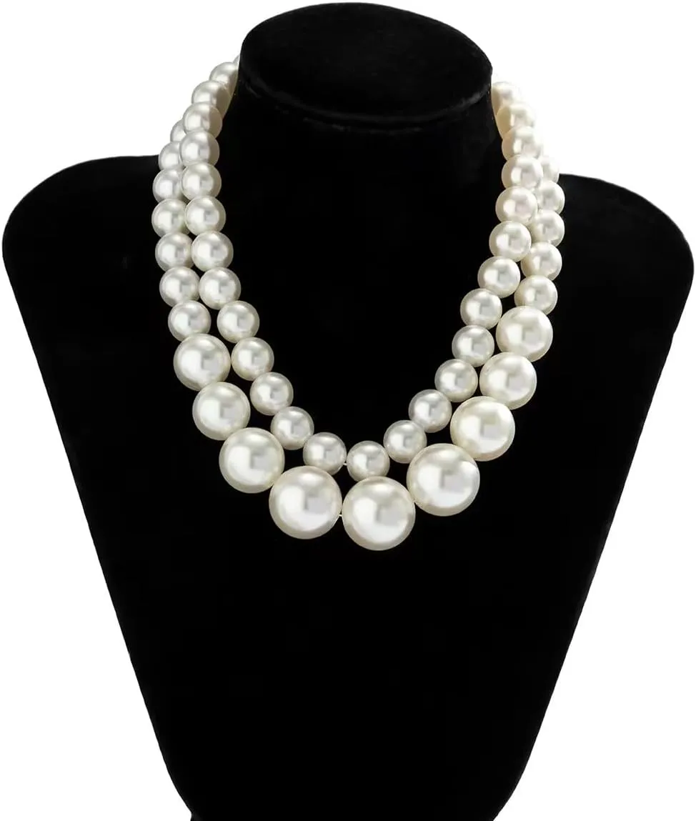 Pearl Necklace for Women Big Chunky Pearl Choker Necklace Exaggerated Large Pearl Necklace Dainty Statement Bride Wedding Jewelry