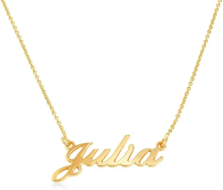 Personalized Hollywood Small Name Necklace - Upgrade with 0.02ct or 0.05ct Diamond