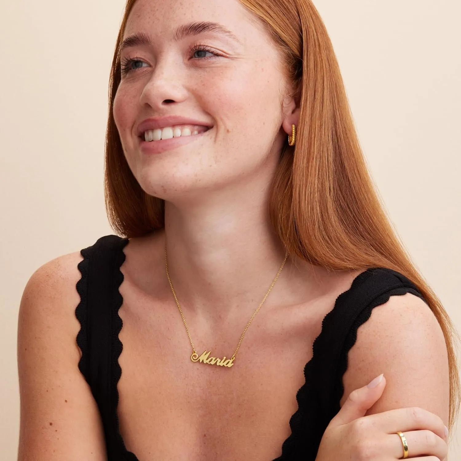 Personalized Hollywood Small Name Necklace - Upgrade with 0.02ct or 0.05ct Diamond