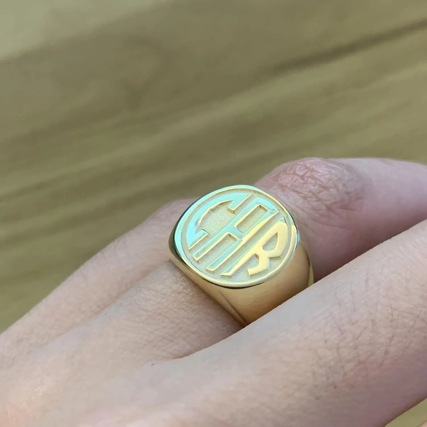 Personalized Monogram Initial Ring 925 Silver Signet Chevalier Ring Custom Letter Rings