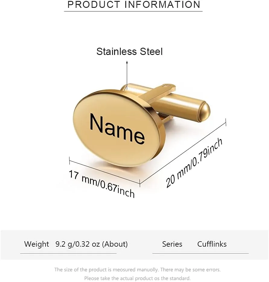 Personalized Name Cufflinks for Men Custom Initial Mens Cufflinks Gold Silver Engraved Letter Cuff Links Groomsmen Cufflinks for Wedding