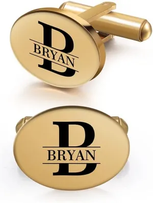Personalized Name Cufflinks for Men Custom Initial Mens Cufflinks Gold Silver Engraved Letter Cuff Links Groomsmen Cufflinks for Wedding
