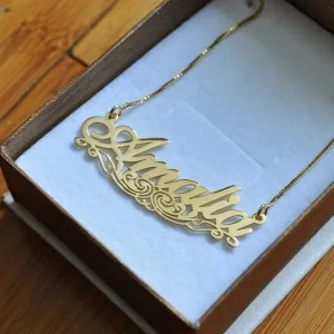 Personalized Name Necklace - Sterling Silver Underline Name Necklace - Gold Name Pendant -Custom Any Name Necklace for Wife, Girlfriend Gift