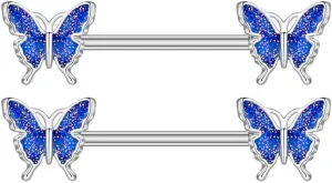 Piercing Butterfly Nipple Jewelry Bar Piercing Barbell for Women Nipple Ring 316L Body Piercing Jewelry
