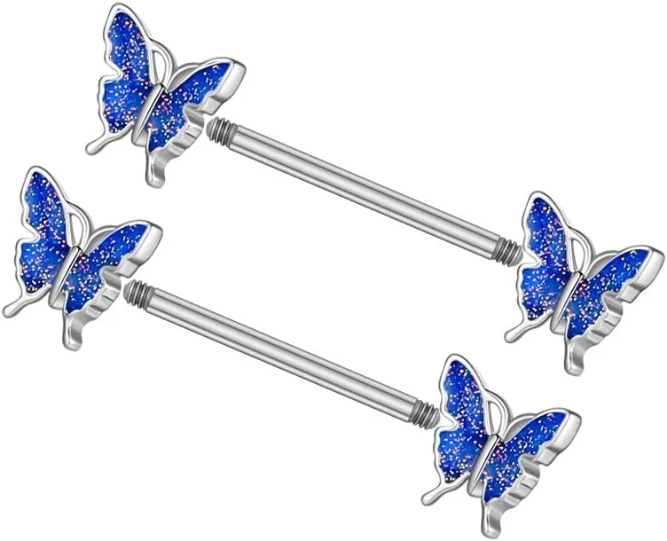 Piercing Butterfly Nipple Jewelry Bar Piercing Barbell for Women Nipple Ring 316L Body Piercing Jewelry