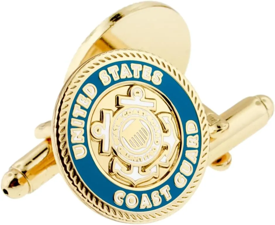 PinMart Military U.S.C.G Coast Guard Cufflink Set - Gold or Silver