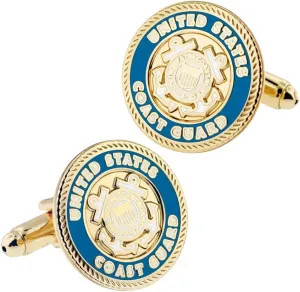 PinMart Military U.S.C.G Coast Guard Cufflink Set - Gold or Silver