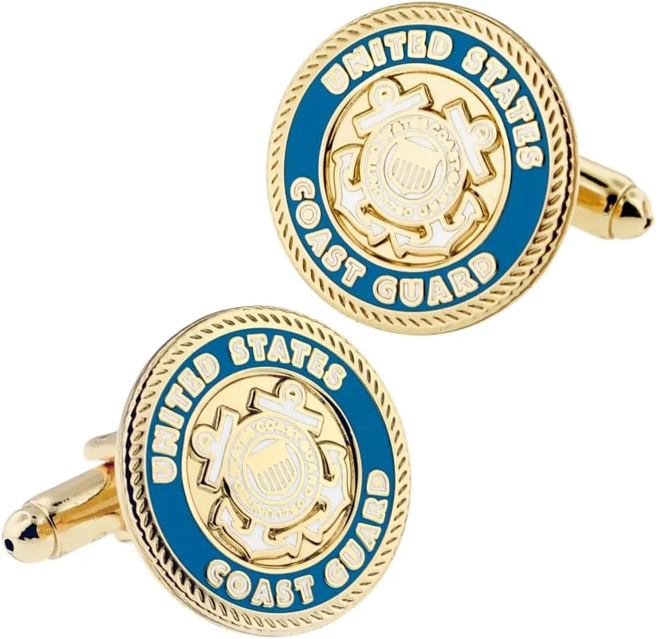 PinMart Military U.S.C.G Coast Guard Cufflink Set - Gold or Silver