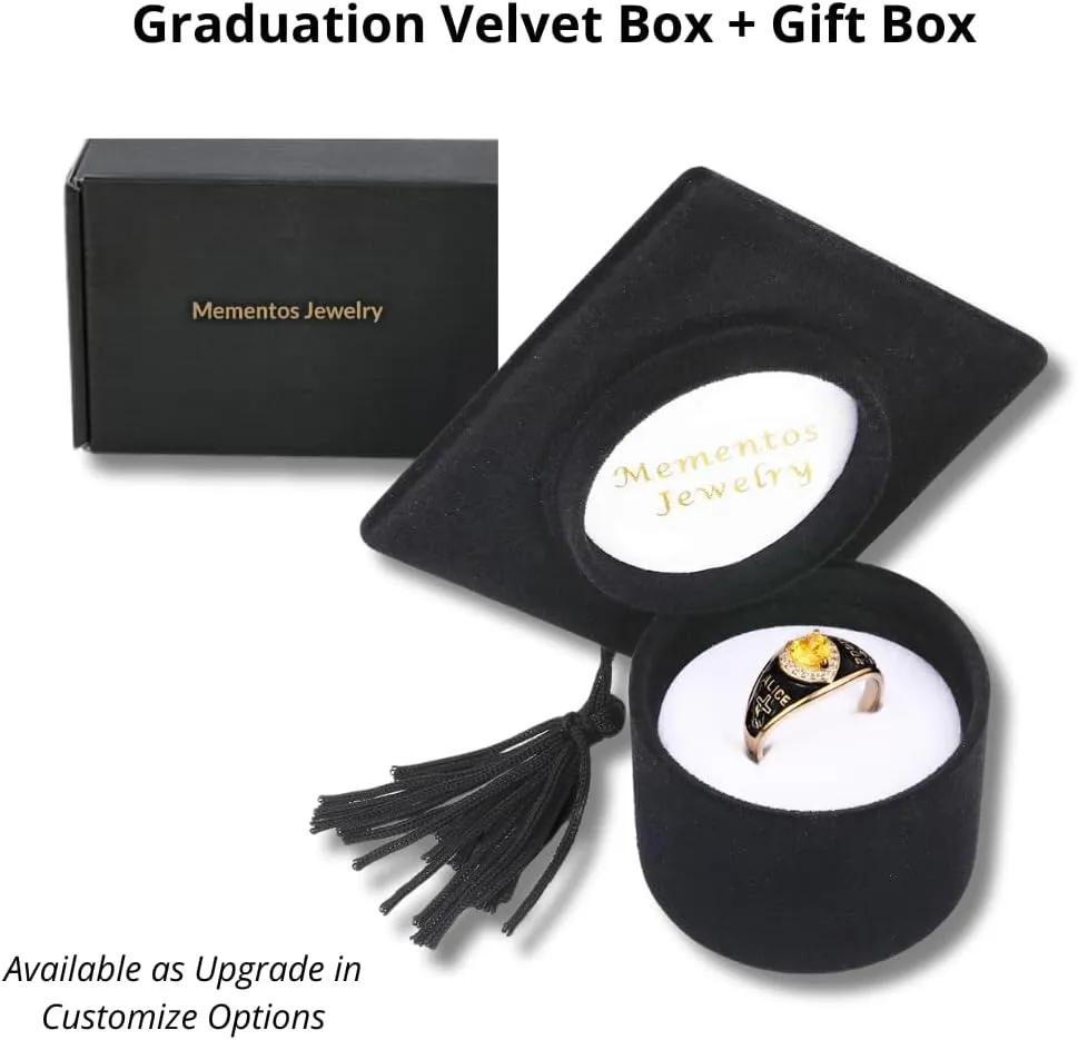 PJM Mementos USA Premium Class Ring Authentic Class Ring for Women  Smooth Classic Collection  Genuine 925 Sterling Silver or 10KT Gold  Customized High School College University Women's Class Ring  Graduation Gifts
