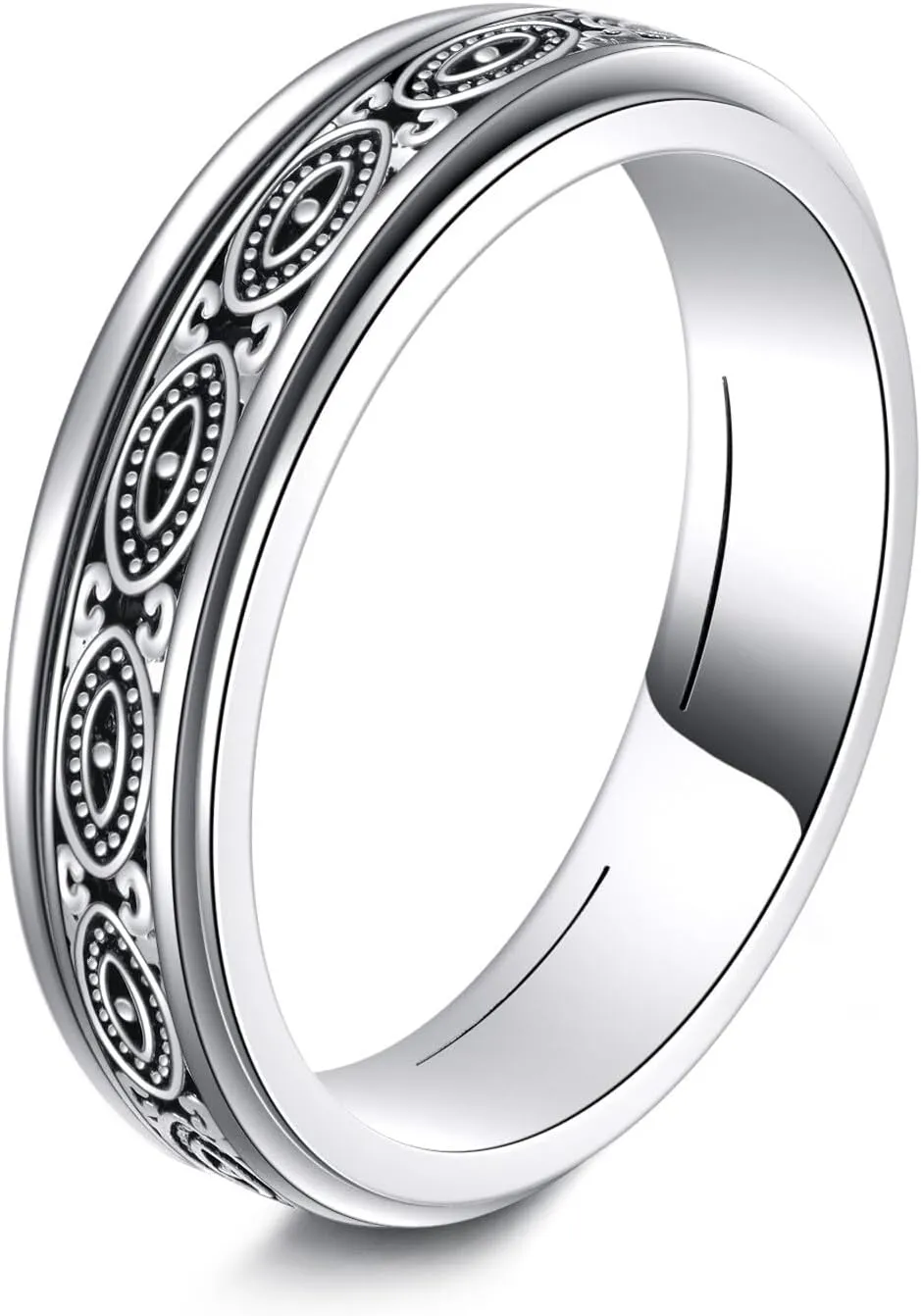 POPLYKE 925 Sterling Silver Anxiety Spinner Ring Fidget Ring Worry Stress Relieving Spinning Jewelry Birthday Gifts for Women
