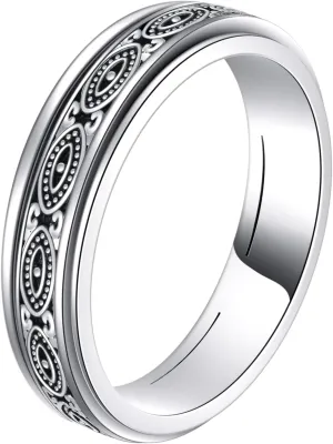 POPLYKE 925 Sterling Silver Anxiety Spinner Ring Fidget Ring Worry Stress Relieving Spinning Jewelry Birthday Gifts for Women