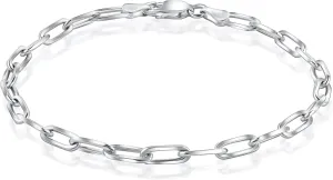 PORI JEWELERS Solid 925 Sterling Silver Or 18K Gold Over Sterling Silver Italian 3mm Paperclip Link Chain Bracelet for Women & Men, Made in Italy