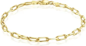 PORI JEWELERS Solid 925 Sterling Silver Or 18K Gold Over Sterling Silver Italian 3mm Paperclip Link Chain Bracelet for Women & Men, Made in Italy