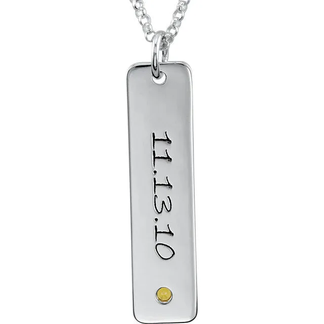 Posh Mommy® 32x8mm Tall Tag Birthstone Pendant