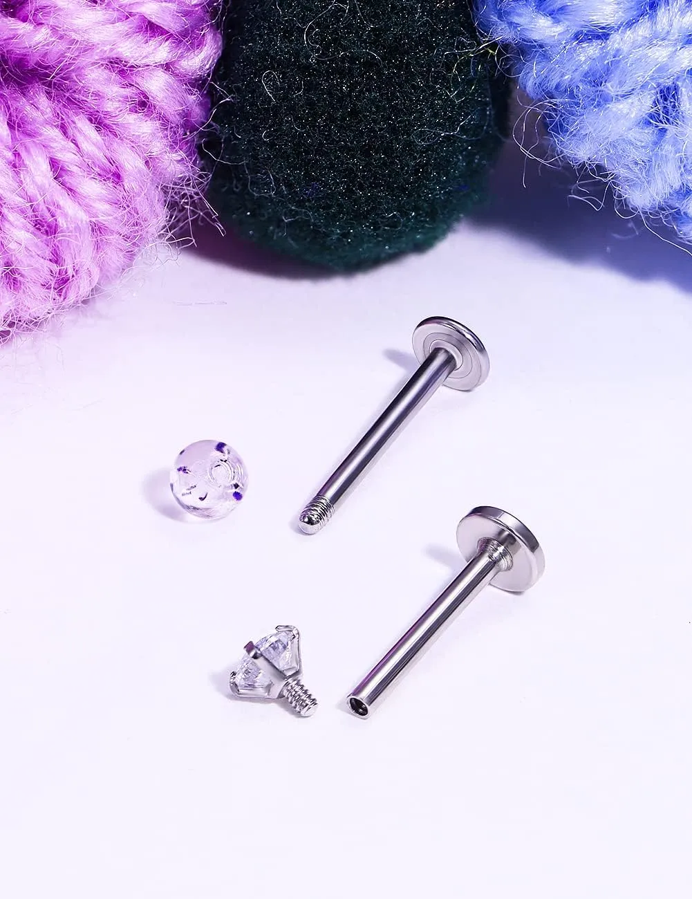 Prjndjw 48Pcs Lip Rings 16G Surgical Steel Labret Studs Monroe Ring Piercing Jewelry for Women Men Conch Cartilage Tragus Helix Earring Barbells 8MM 10MM Glow in the Dark