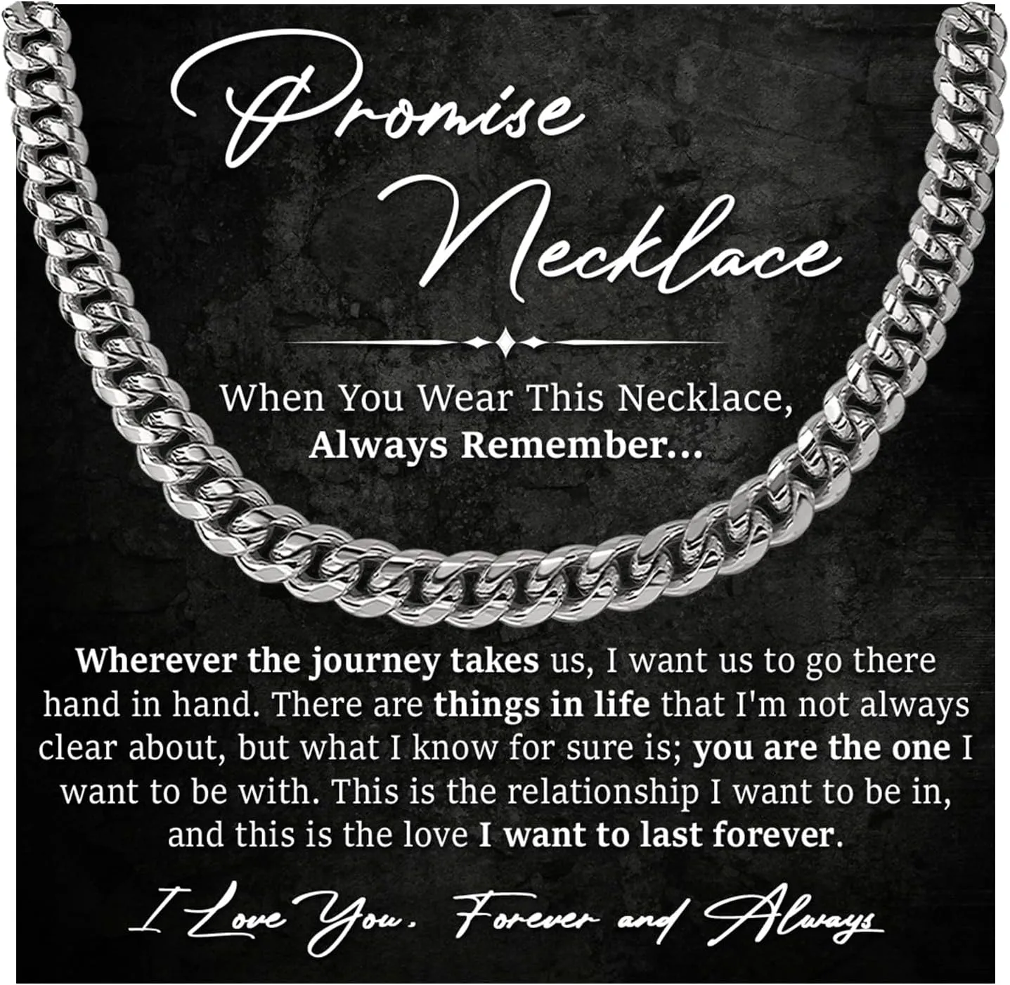 Promise Necklace For Men, Promise Chain For Boyfriend, Boyfriend Gift Ideas, Promise Chains For Men, Necklace For Him Gifts Husband, Meaningful Gifts For Boyfriend With Message Card