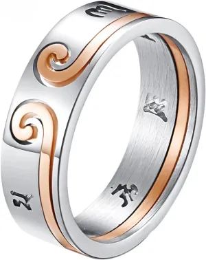 Promise Ring for Couples Set Stainless Steel Buddhist Sanskrit Mantra Bands Sun Wukong Ring Lover Rings