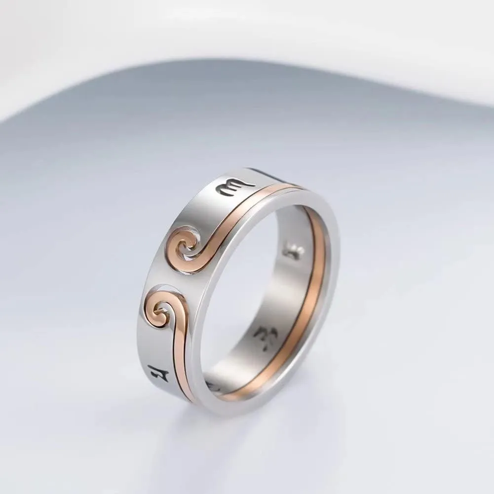 Promise Ring for Couples Set Stainless Steel Buddhist Sanskrit Mantra Bands Sun Wukong Ring Lover Rings