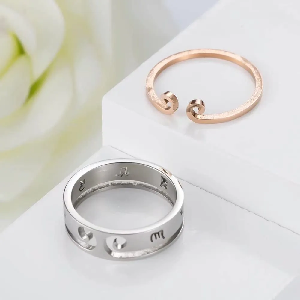 Promise Ring for Couples Set Stainless Steel Buddhist Sanskrit Mantra Bands Sun Wukong Ring Lover Rings