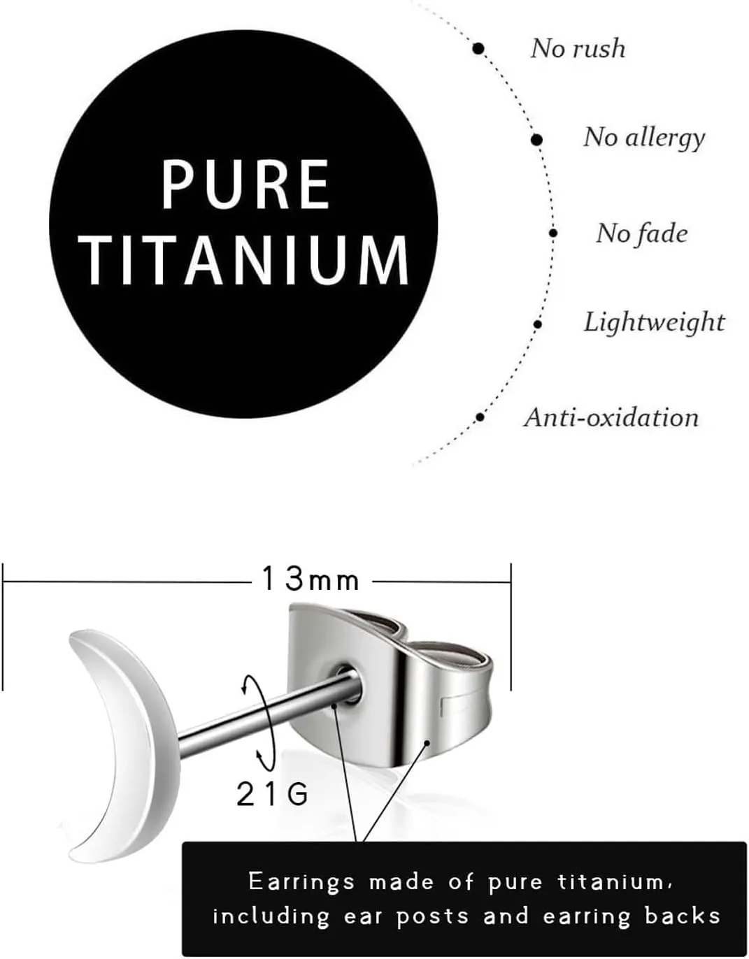 Pure Titanium Earrings Studs for Women, Cute Lovely Silver Small Earring Stud Pattern Style Implant Grade Hypoallergenic Surgical Pure Titanium Earrings for Sensitive Ears