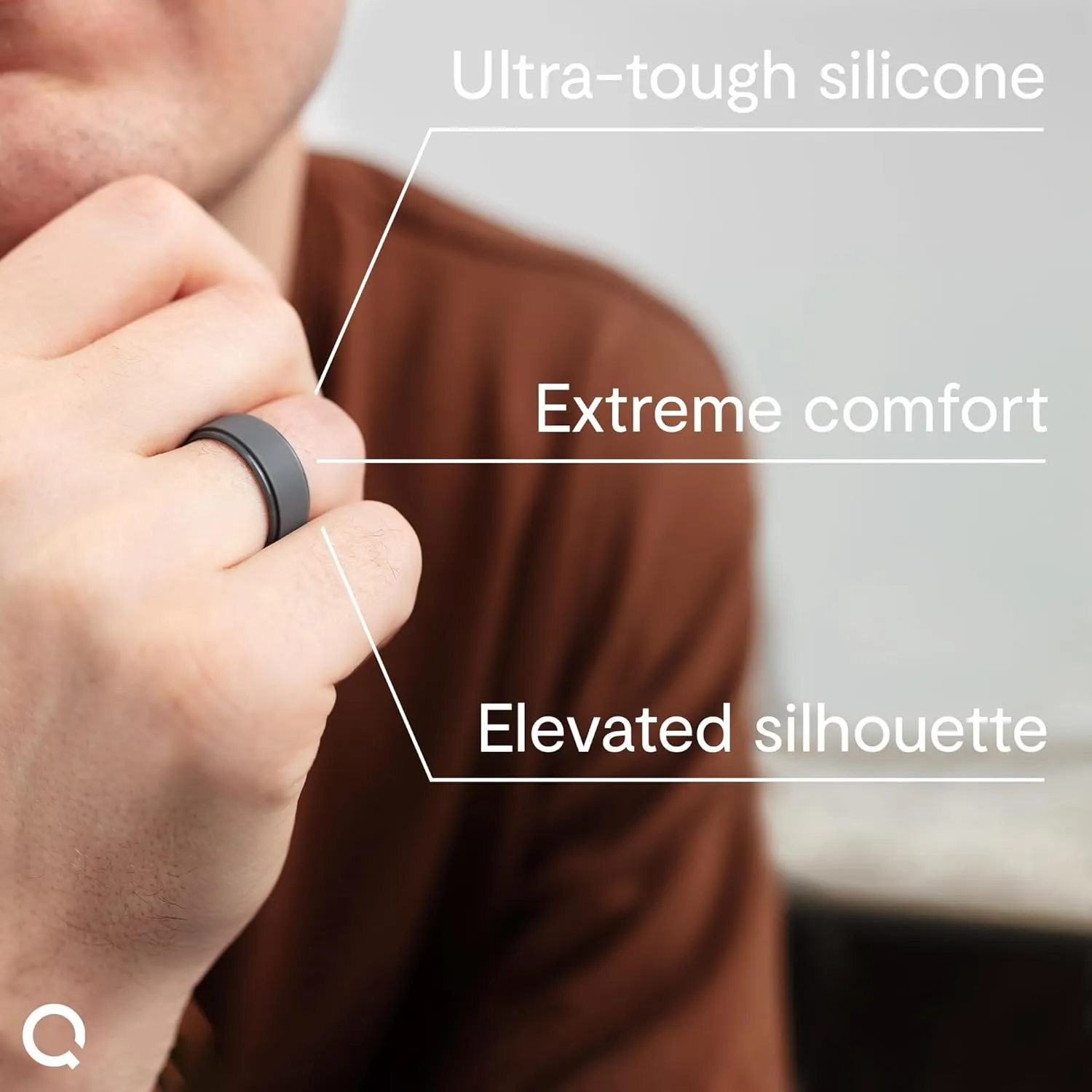 QALO Men's Silicone Ring - Mens Silicone Wedding Rings - Engagement Ring Bands for Him