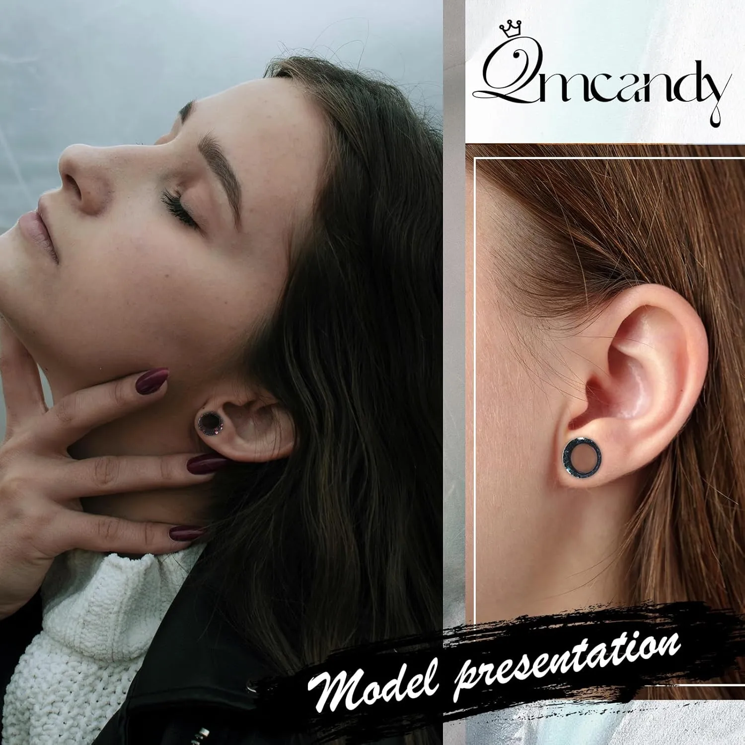 Qmcandy 6PCS Colorful Spot Ear Gauges Flexible Silicone Tunnels Plugs Double Flared Gauges Earrings Piercing Jewelry Size 2g-5/8