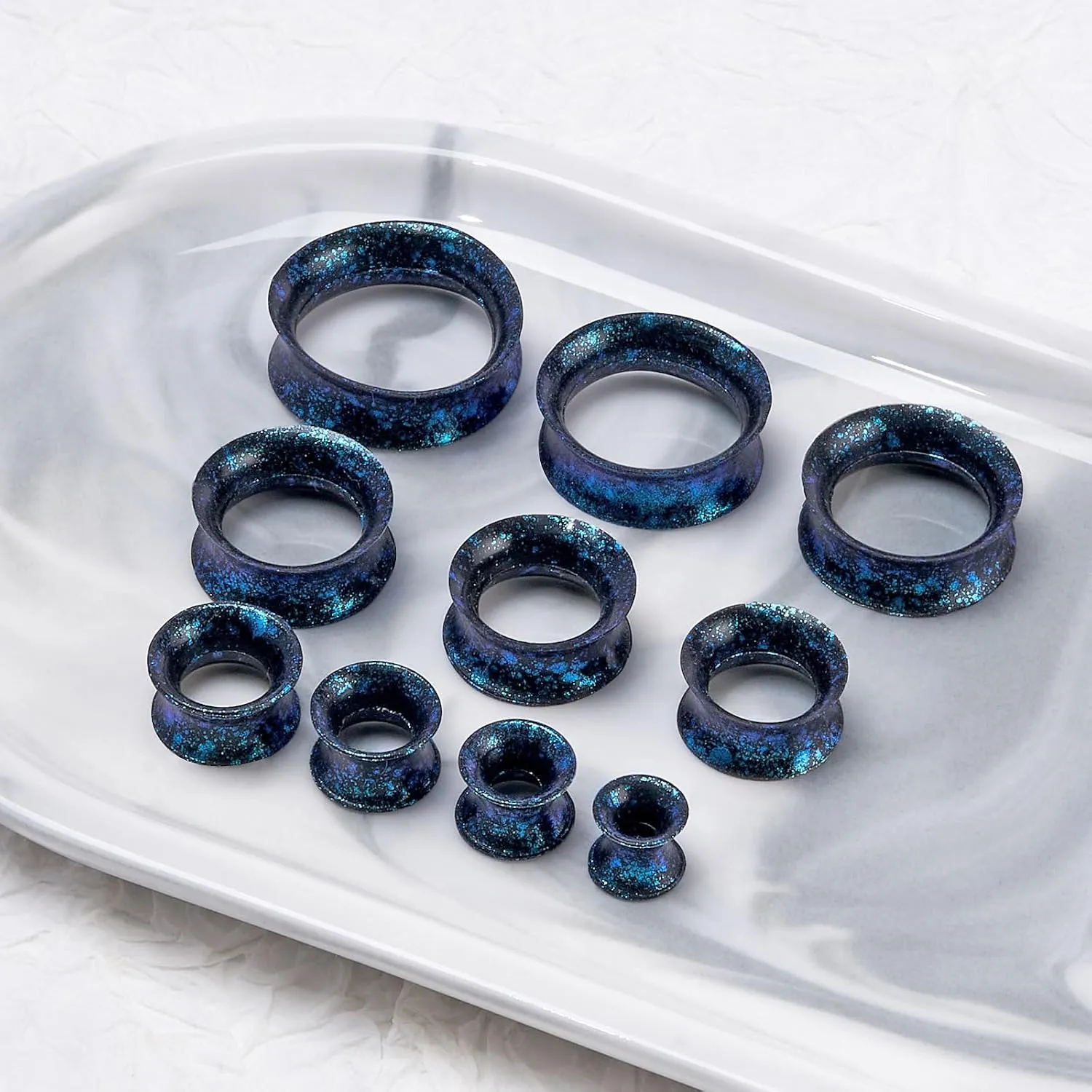 Qmcandy 6PCS Colorful Spot Ear Gauges Flexible Silicone Tunnels Plugs Double Flared Gauges Earrings Piercing Jewelry Size 2g-5/8
