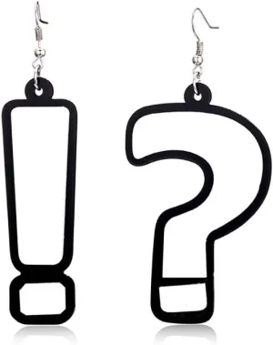 Question Mark and Exclamation Mark Acrylic Big Long dangle Earrings Jewelry for Women Girls Accessories
