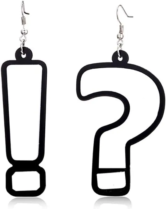 Question Mark and Exclamation Mark Acrylic Big Long dangle Earrings Jewelry for Women Girls Accessories