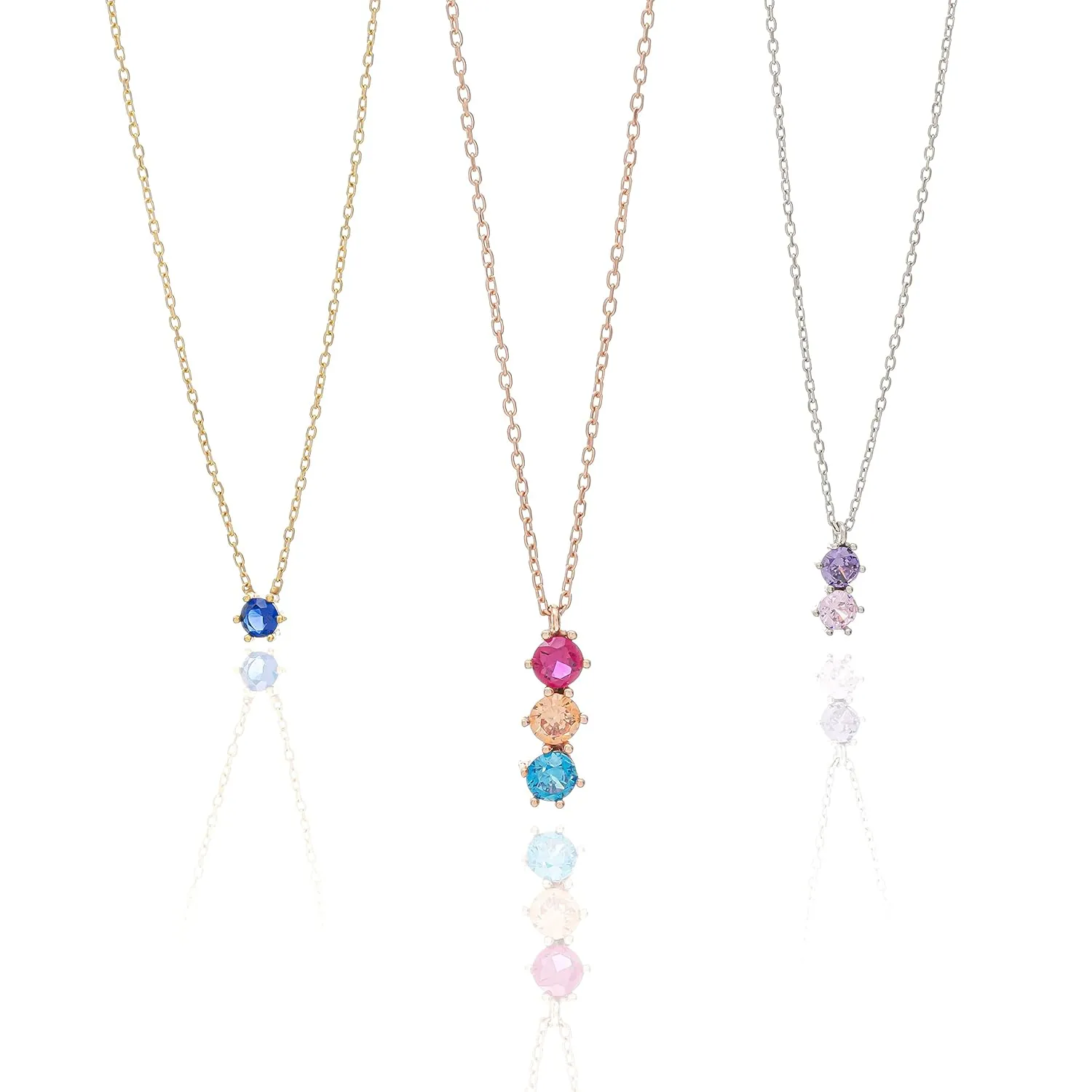 Rainbow Necklace  Custom Multi-Stone Necklace  Mothers Necklace with Kids Birthstones  Friends Matching Necklace  Perfect Birthday Gift