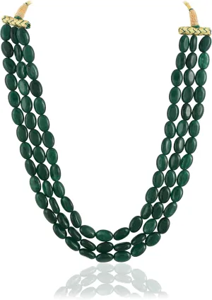 Ratnavali Jewels Quartz Triple Layer Beads Stone Strand Fashion Necklace Women