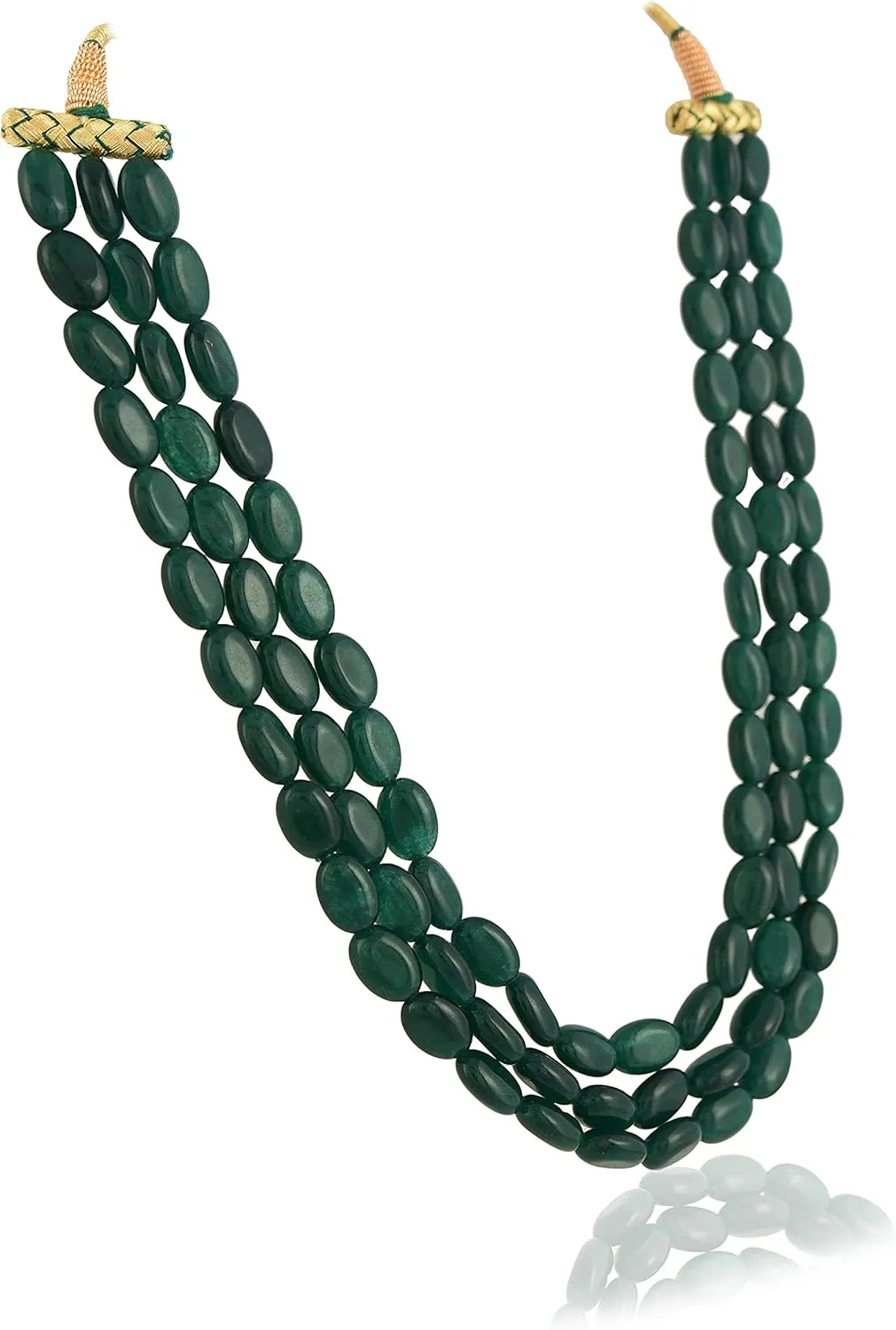 Ratnavali Jewels Quartz Triple Layer Beads Stone Strand Fashion Necklace Women