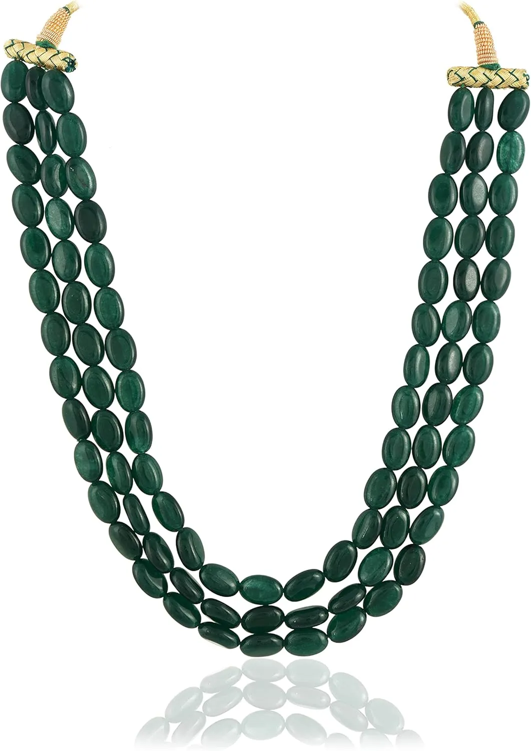 Ratnavali Jewels Quartz Triple Layer Beads Stone Strand Fashion Necklace Women
