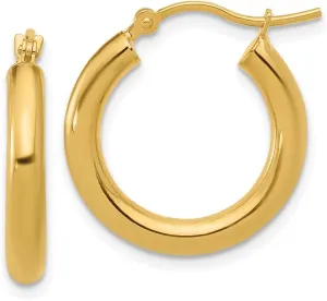 Real 10k Yellow Gold Hinged Tube Hoop Earrings - 20mm x 14mm