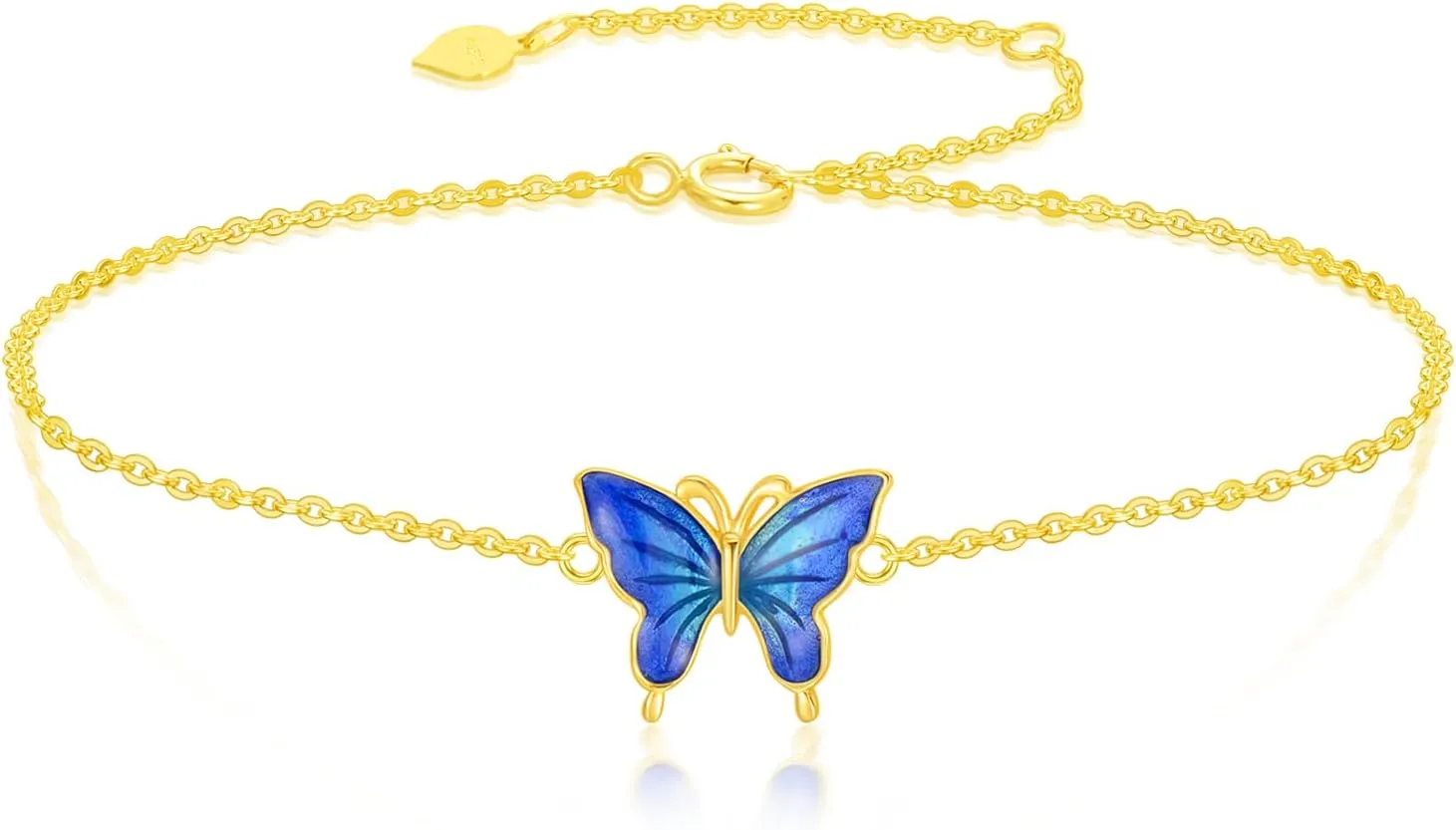 Real 14k Gold Dragonfly/Butterfly Bracelet for Women Solid 14 Karat Gold Animal Lover Jewelry Gifts for Her
