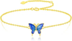 Real 14k Gold Dragonfly/Butterfly Bracelet for Women Solid 14 Karat Gold Animal Lover Jewelry Gifts for Her