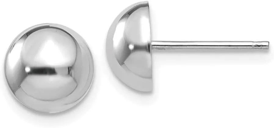 Real 14k White Gold 8mm Half Ball Post Studs Earrings 8mm
