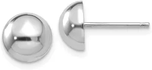 Real 14k White Gold 8mm Half Ball Post Studs Earrings 8mm