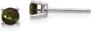 Real 14k White Gold Green Tourmaline Studs Earrings 4mm