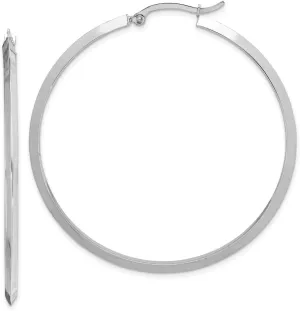 Real 14K White Gold Hoop Earrings - 52mm x 50mm