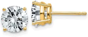 Real 14k Yellow Gold 2.50ct. 7mm Round Moissanite 4-Prong Basket Post Studs Earrings 7mm