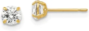 Real 14k Yellow Gold 4mm Round CZ Cubic Zirconia Post Studs Earrings 4mm