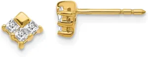 Real 14k Yellow Gold Diamond Button Post Studs Earrings - 5mm x 6mm (.24 cttw.)